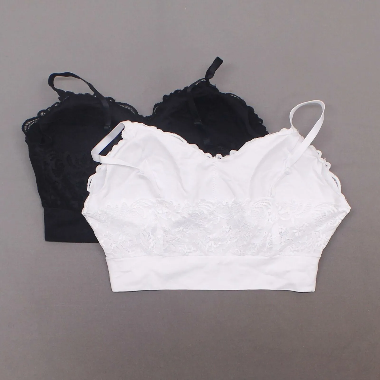 Rhonda Shear 2 Pack Lace Leisure Bras With Removable Pads Black/ White 2X