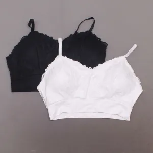 Rhonda Shear 2 Pack Lace Leisure Bras With Removable Pads Black/ White 2X