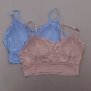Rhonda Shear 2 Pack Lace Leisure Bras With Removable Pads Mocha/ Blue XL