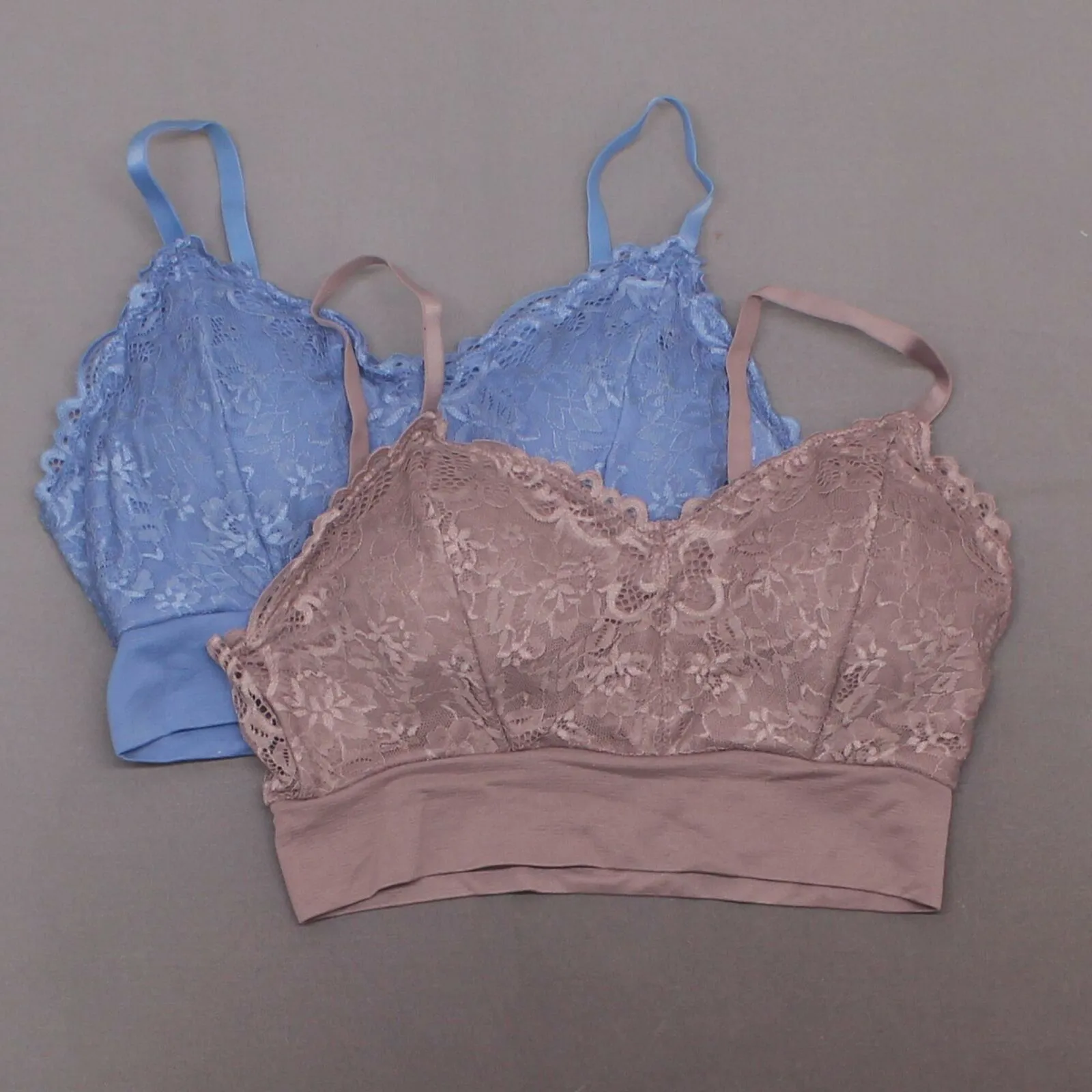 Rhonda Shear 2 Pack Lace Leisure Bras With Removable Pads Mocha/ Blue XL