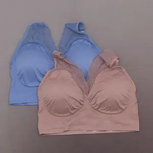 Rhonda Shear 2 Pack Seamless Ahh Bras Mocha / Blue XL