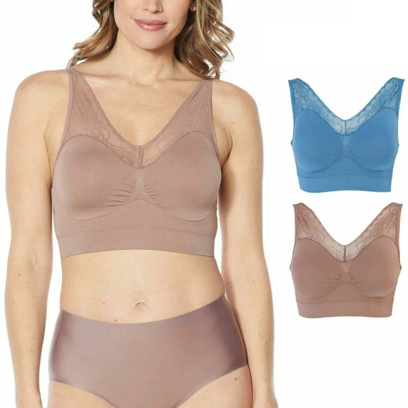 Rhonda Shear 2-pack Seamless Ahh Bras with Removable Pads