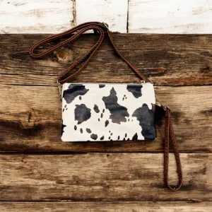 Riley Cow Print Crossbody/Wristlet