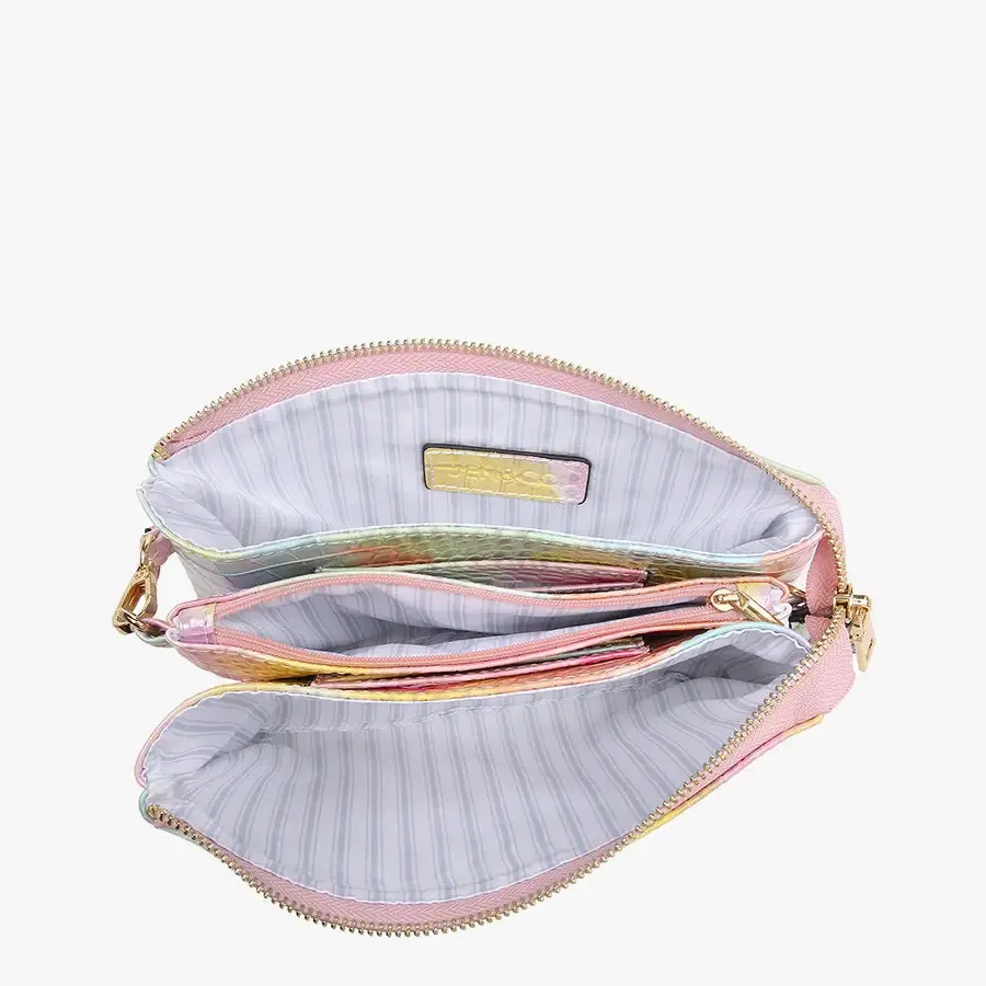 Riley Lizard Crossbody Wristlet Black
