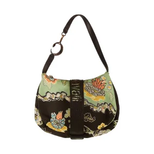 Roberto Cavalli Black Chinoiserie Print Shoulder Bag