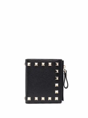 Rockstud leather french wallet