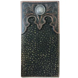 Roper Wallet Rodeo Tooled Yoke Brown