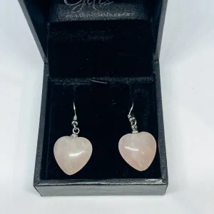 Rose Quartz Heart Earrings