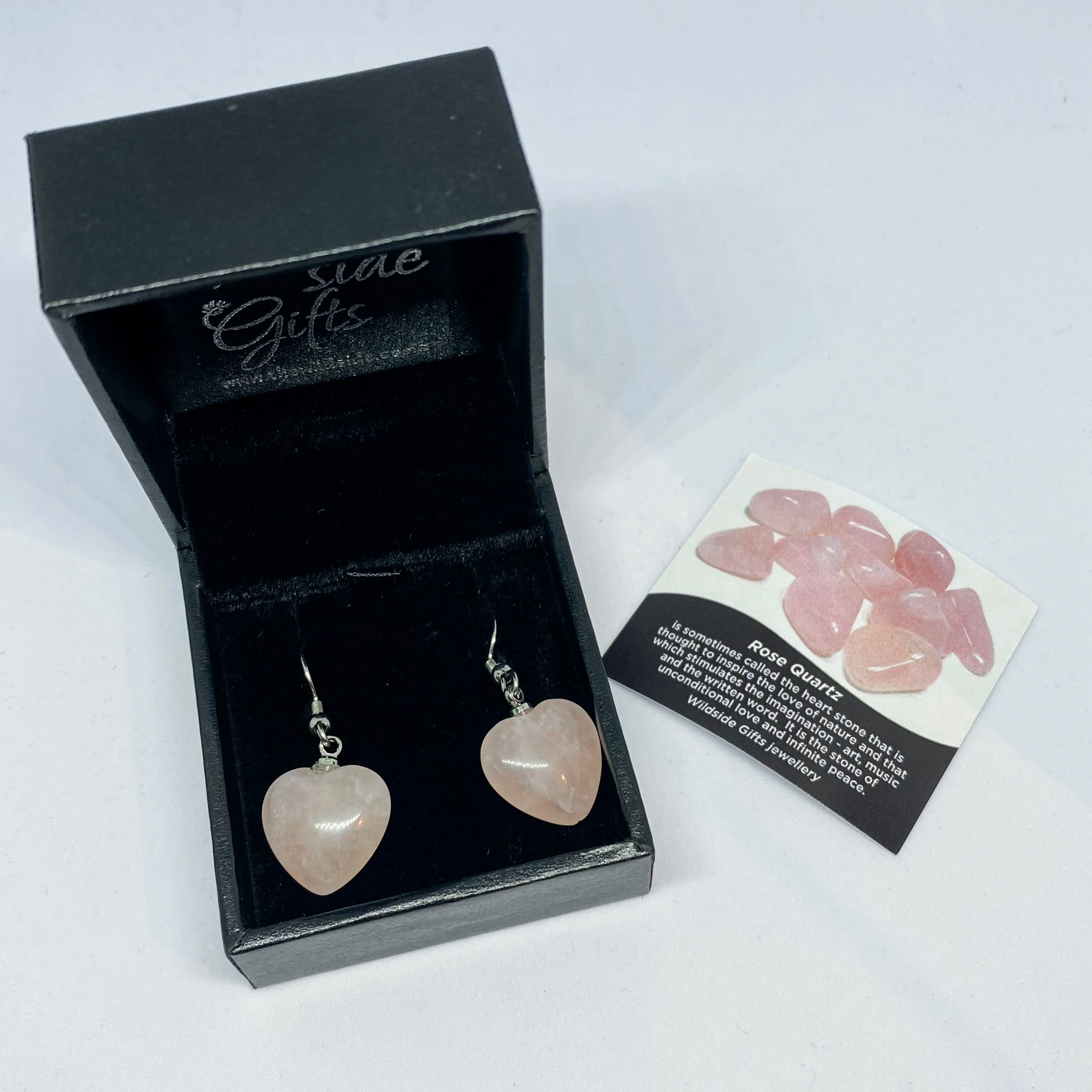 Rose Quartz Heart Earrings