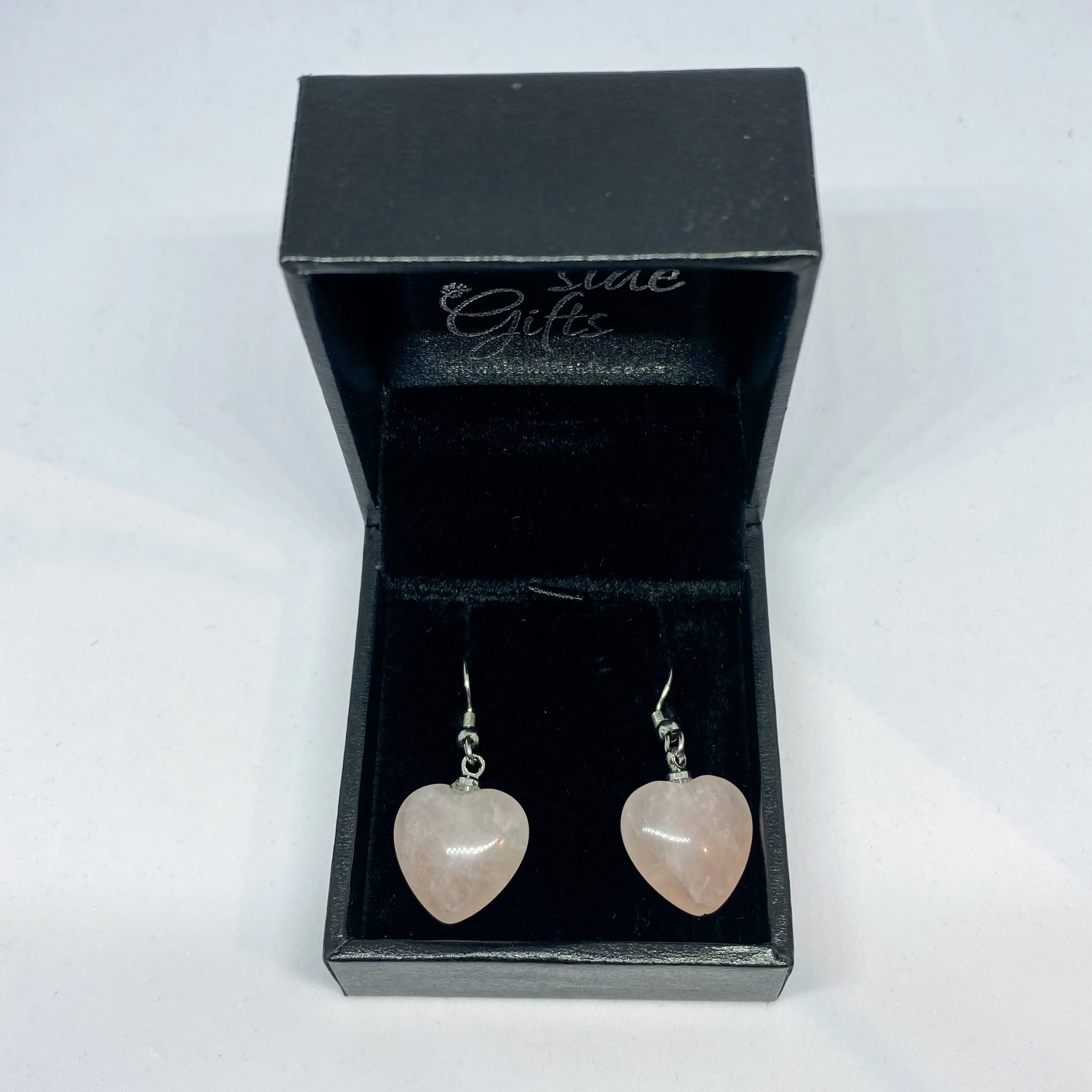 Rose Quartz Heart Earrings