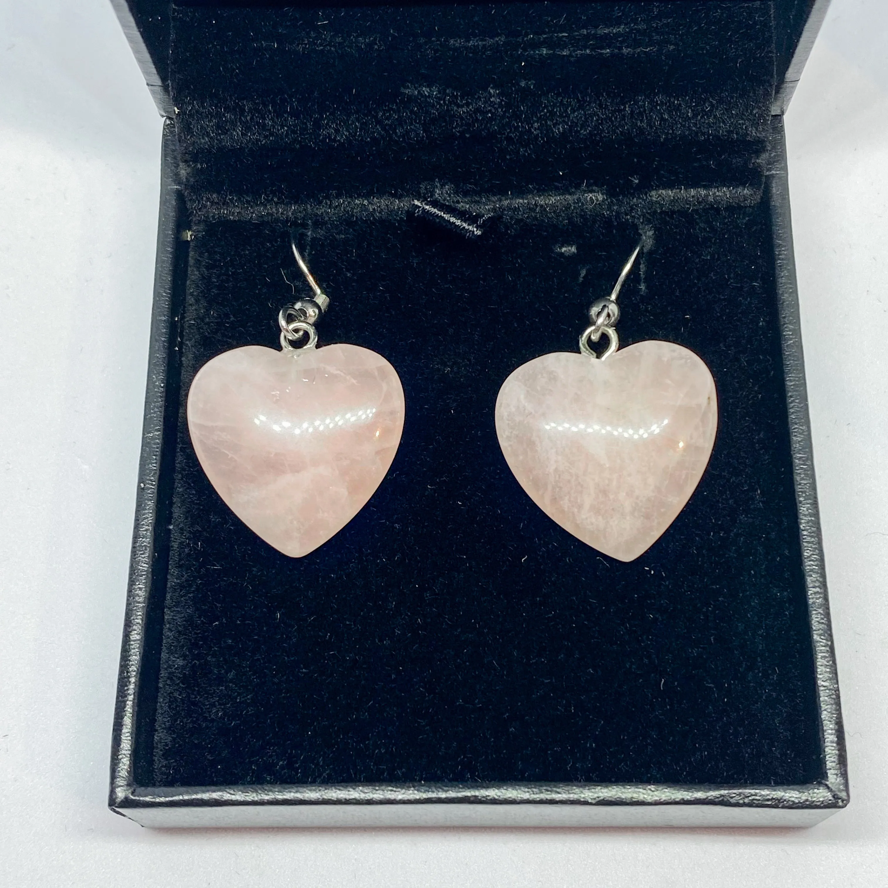 Rose Quartz Heart Earrings