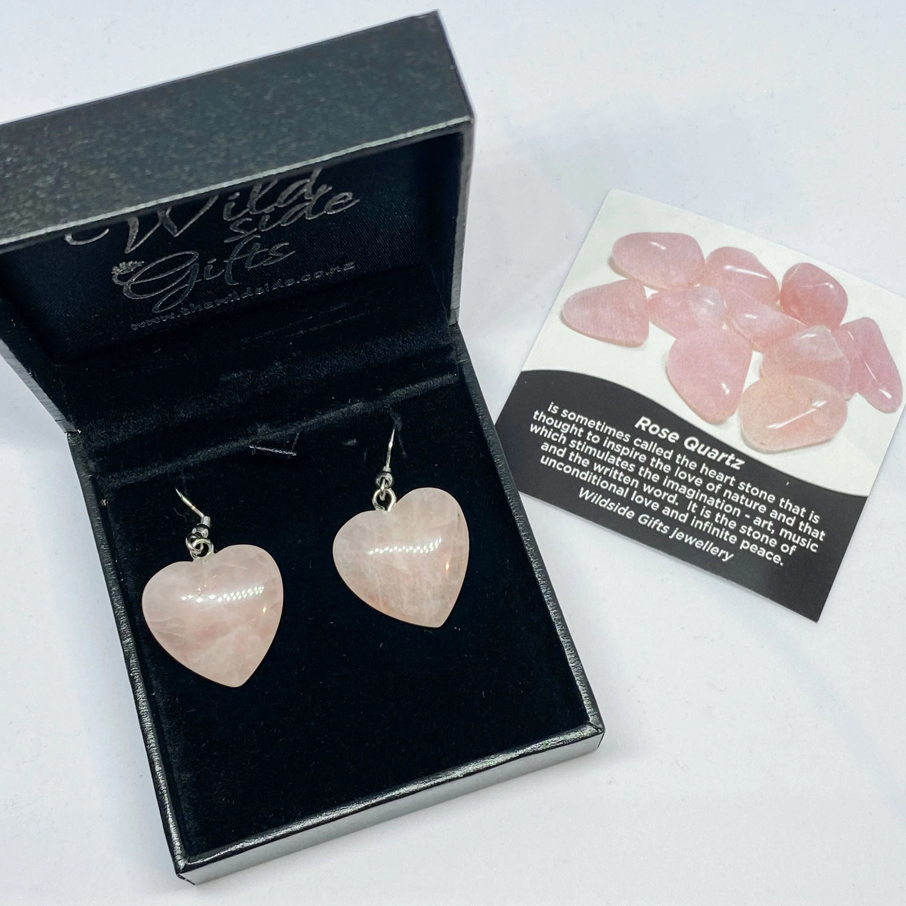 Rose Quartz Heart Earrings
