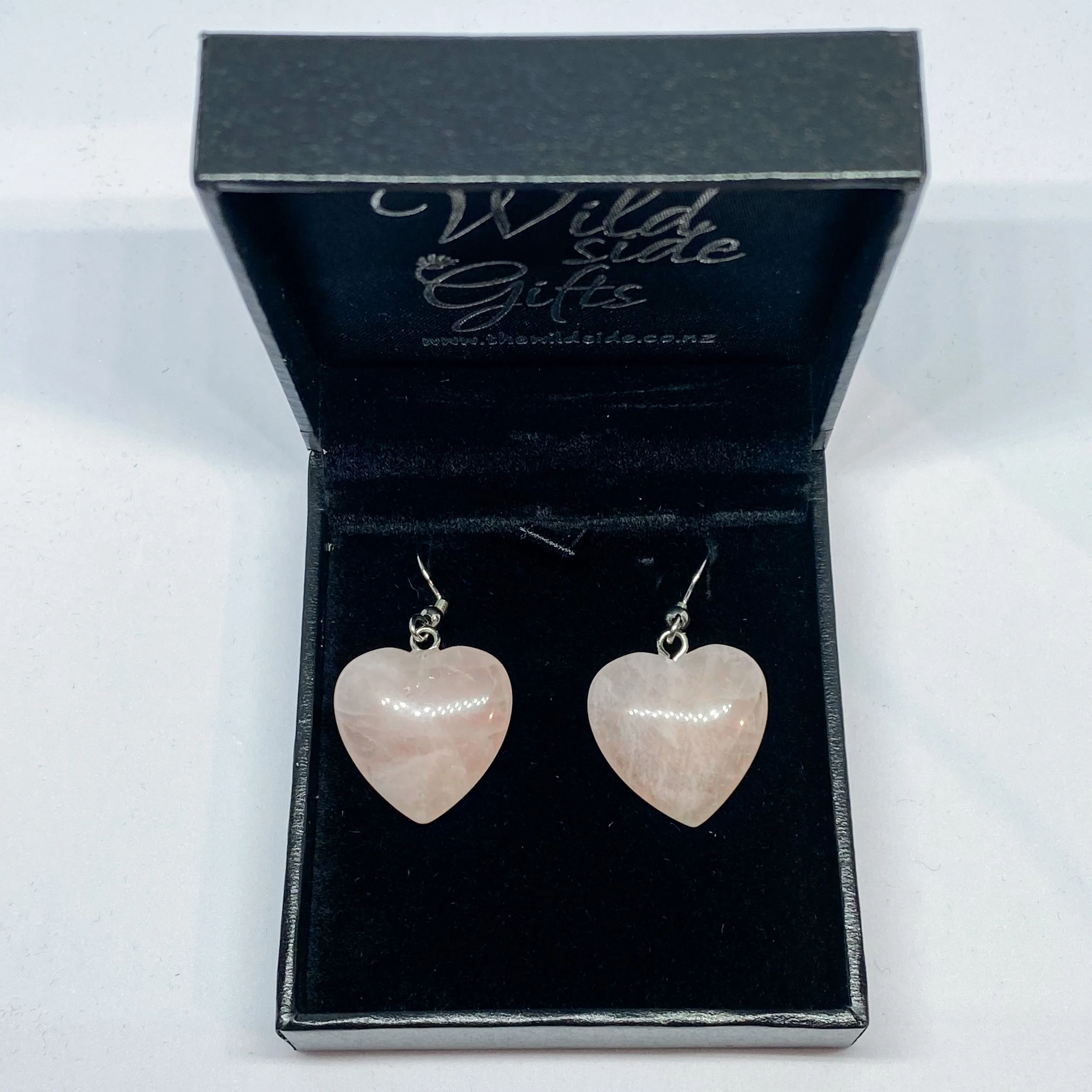 Rose Quartz Heart Earrings