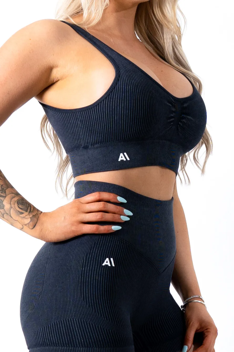 Ruby Rib Thick Strap Sports Bra Black