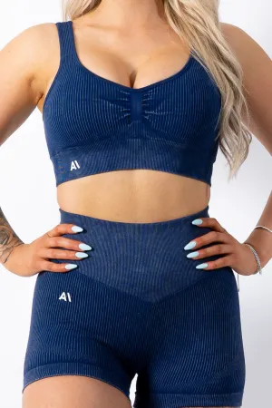 Ruby Rib Thick Strap Sports Bra Navy