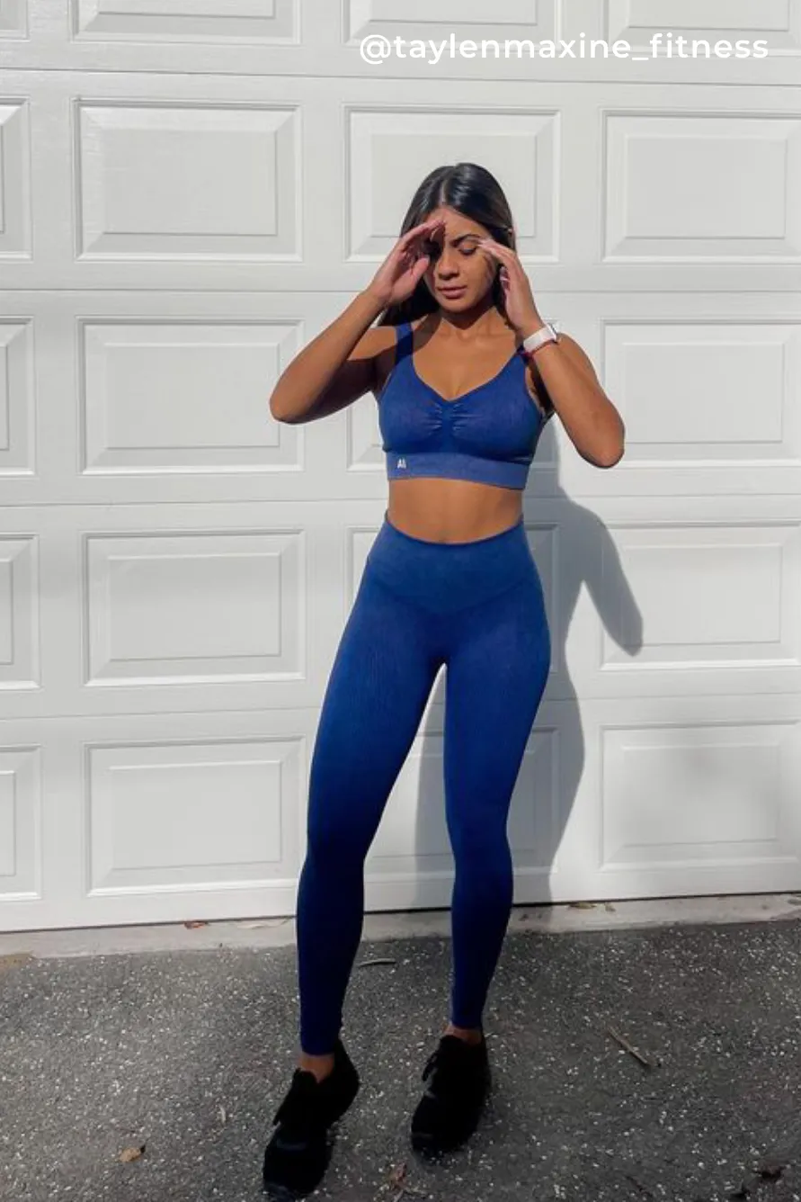 Ruby Rib Thick Strap Sports Bra Navy