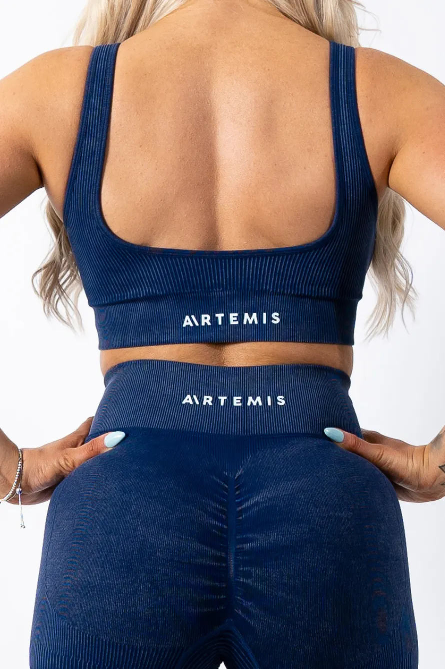 Ruby Rib Thick Strap Sports Bra Navy
