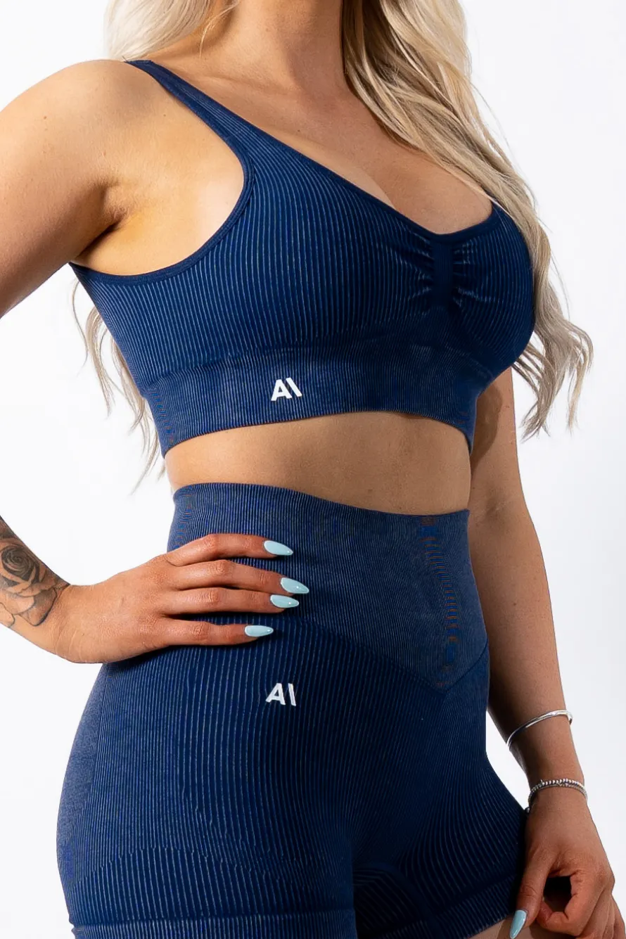 Ruby Rib Thick Strap Sports Bra Navy