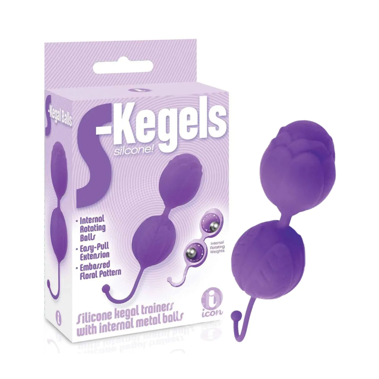 S-Kegels Silicone Textured Kegel Trainers With Internal Balls Purple