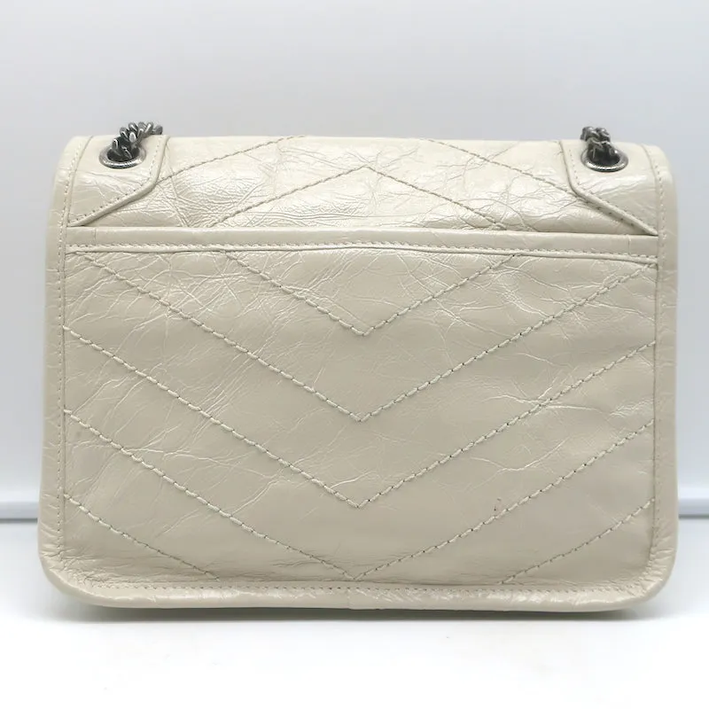 Saint Laurent Baby Niki Shoulder Bag Off-White Vintage Leather Crossbody
