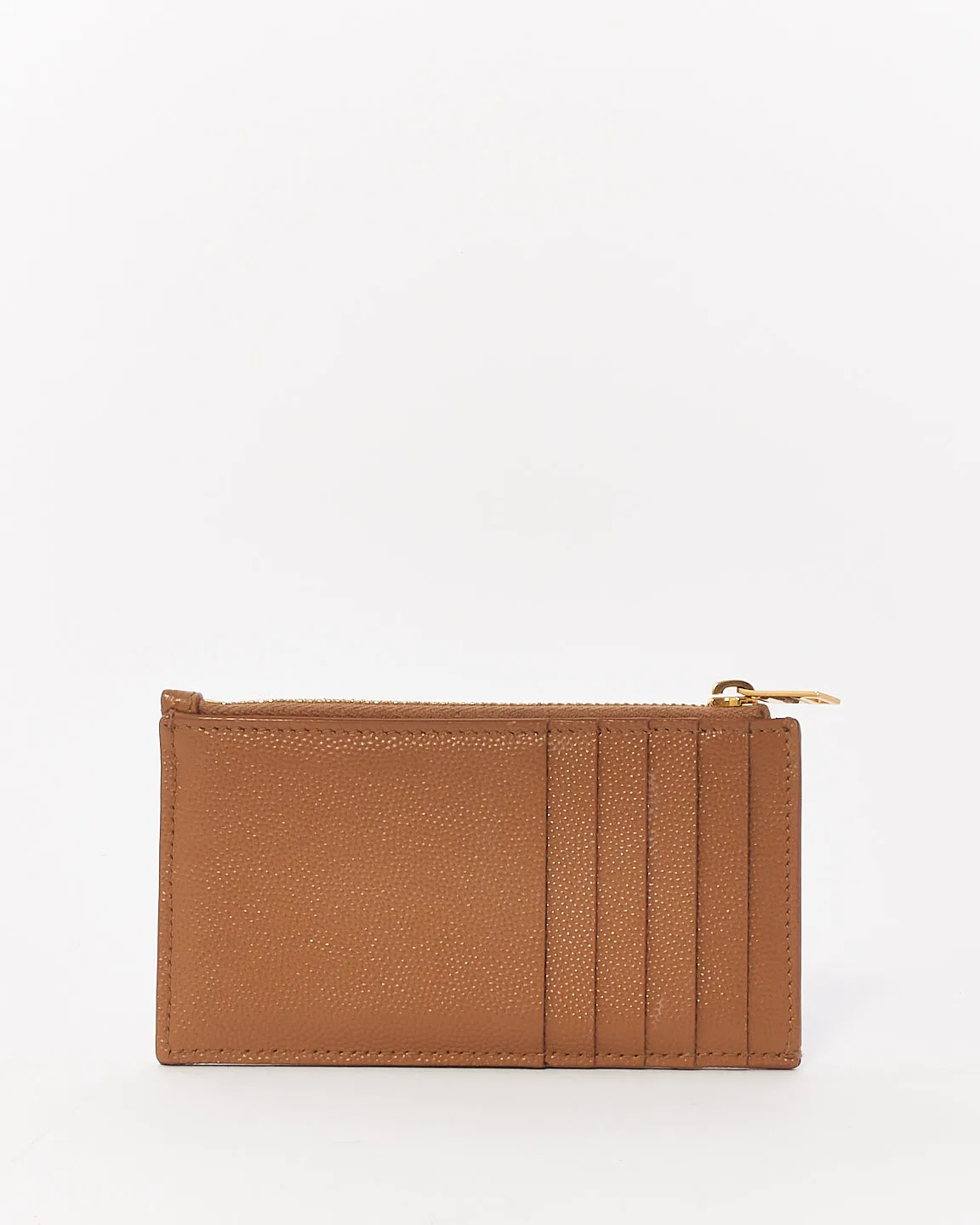 Saint Laurent Beige Matelasse Leather Cassandre Zipped Card Case