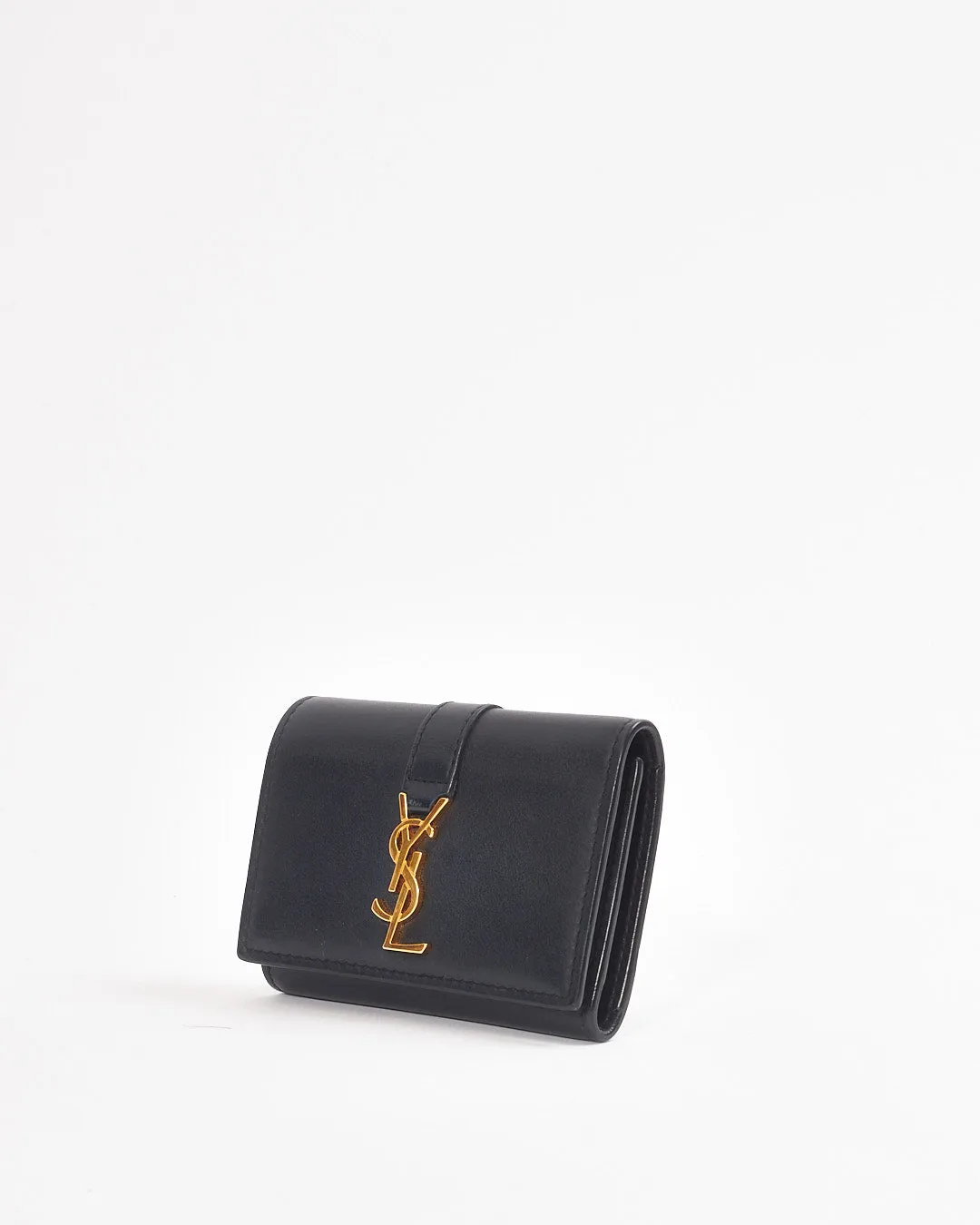 Saint Laurent Black Smooth Leather Monogram Key Holder