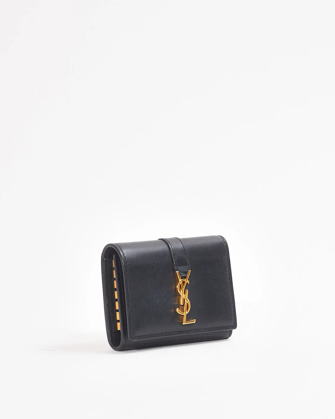 Saint Laurent Black Smooth Leather Monogram Key Holder