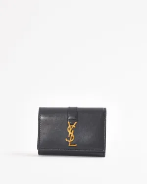 Saint Laurent Black Smooth Leather Monogram Key Holder