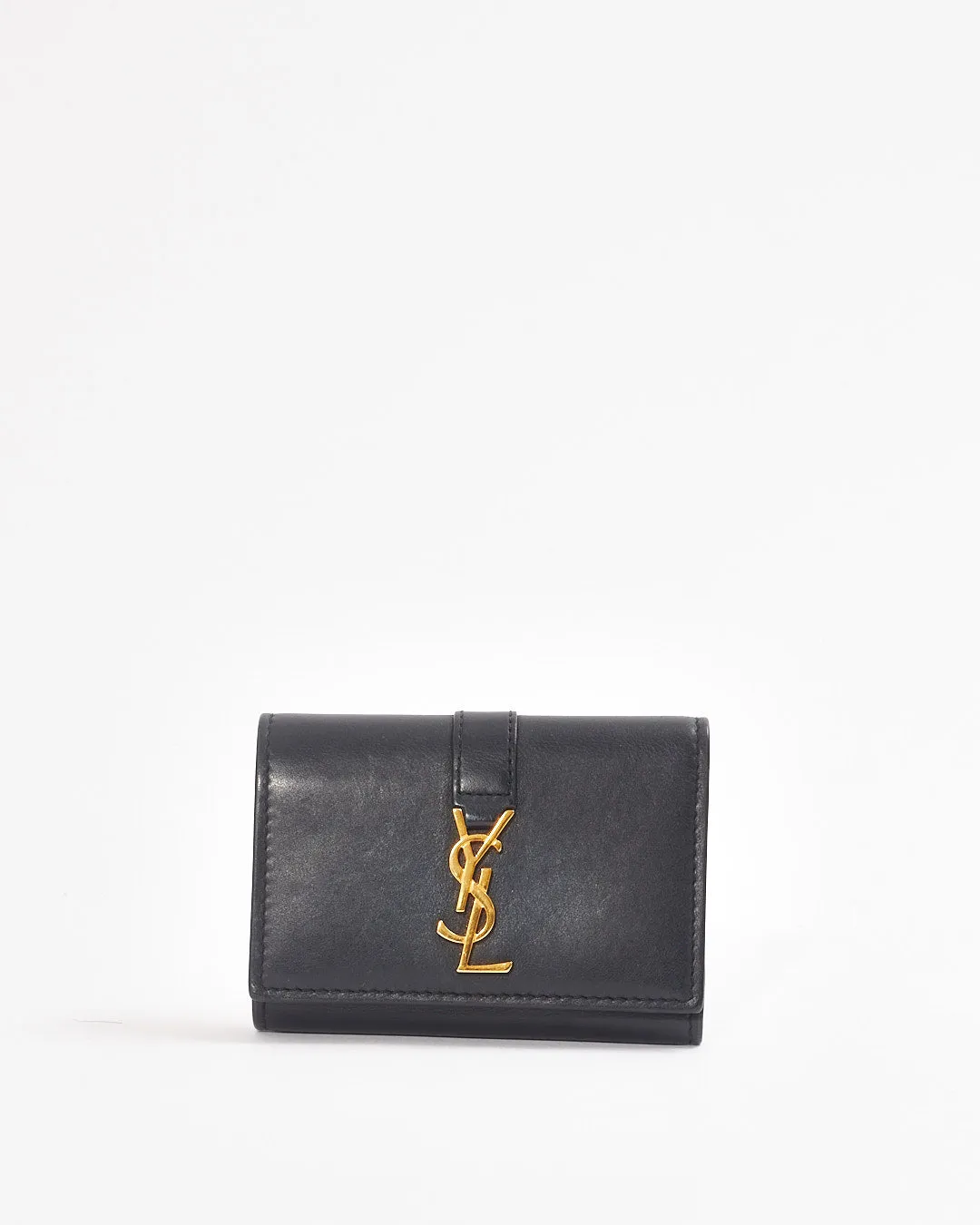 Saint Laurent Black Smooth Leather Monogram Key Holder