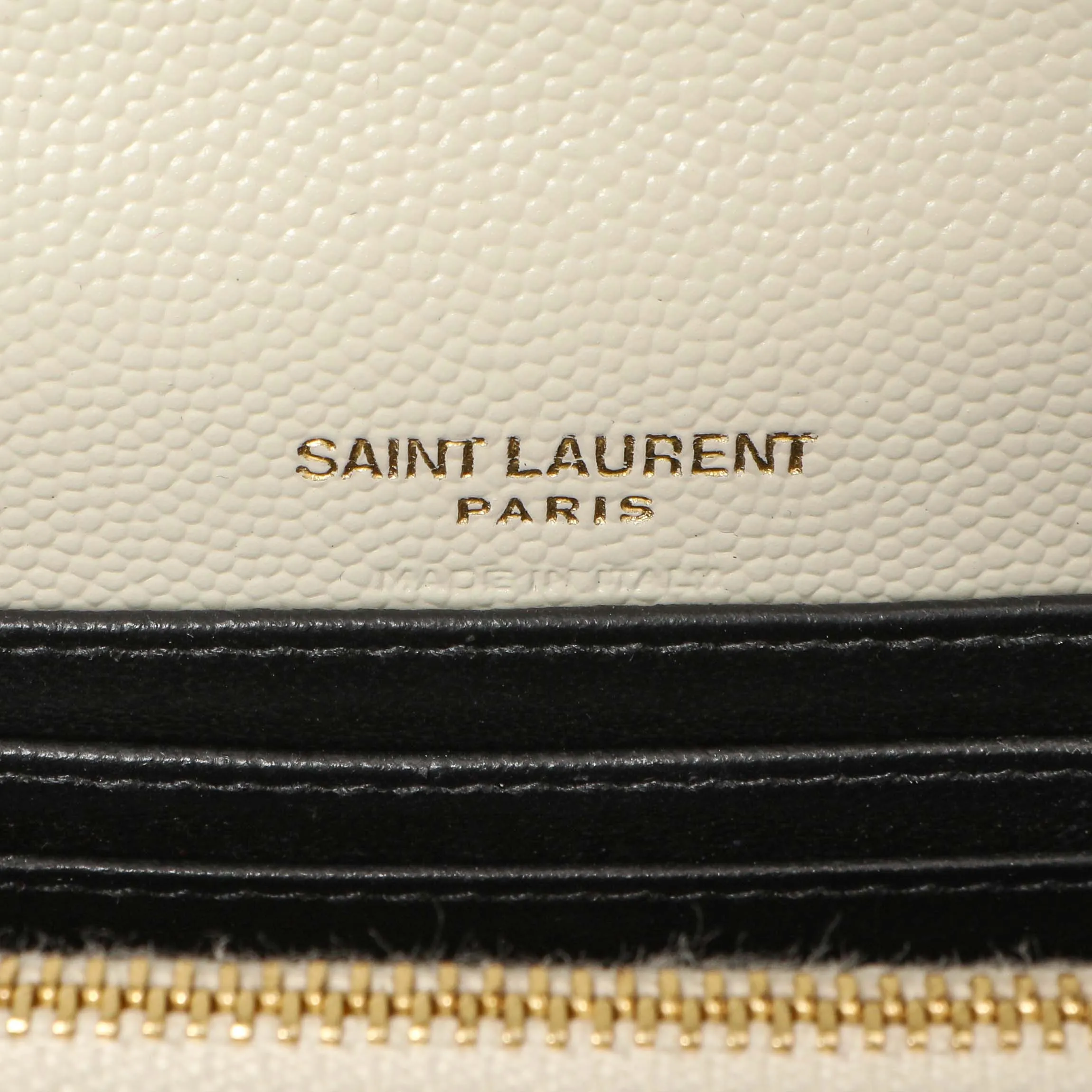 Saint Laurent White Grain De Poudre Monogram Kate Belt Bag