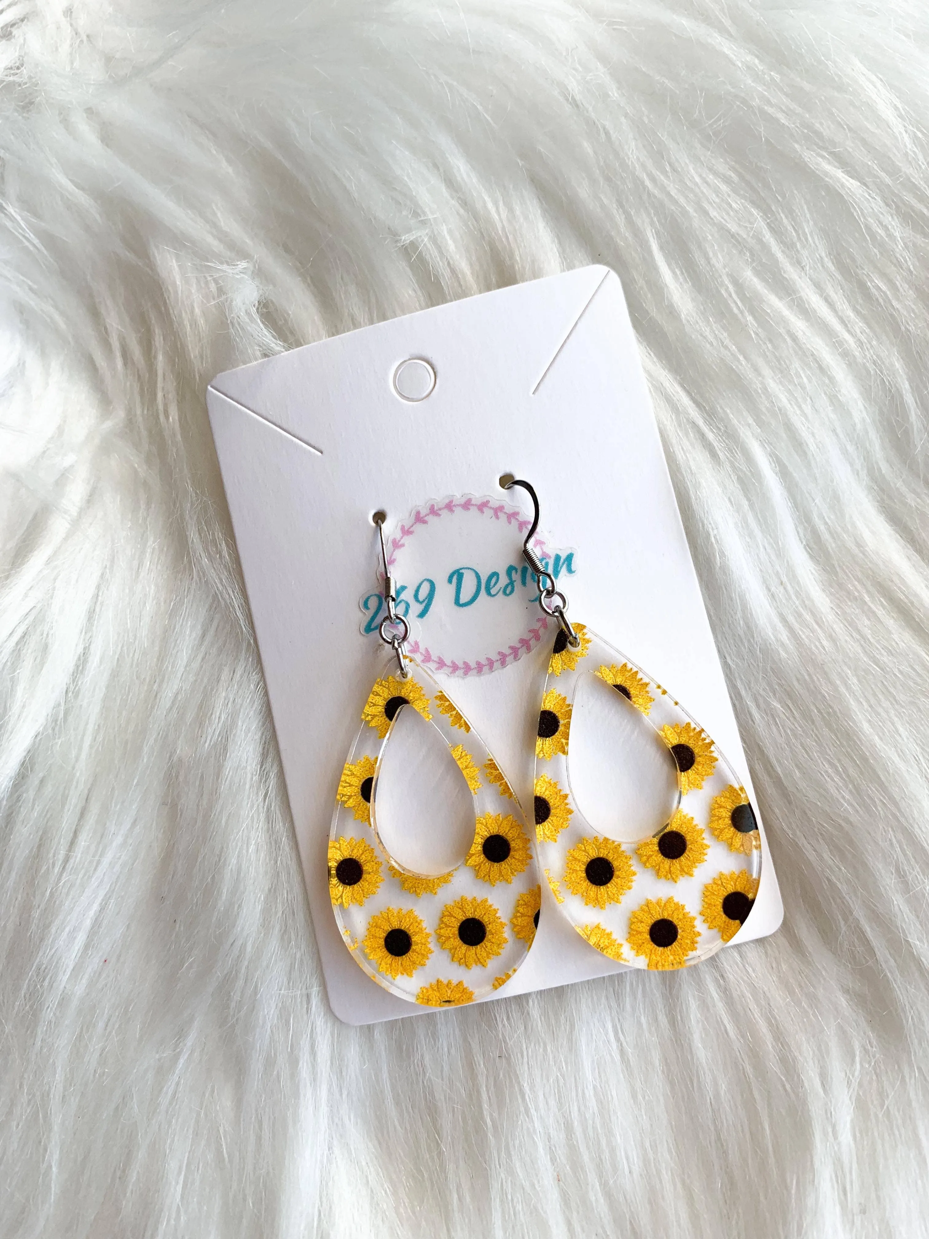 SALE! Sunflowers Teardrop Dangles