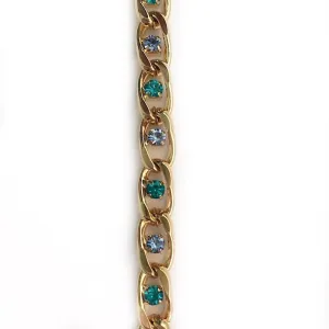 Sapphire & Emerald Crystals in Gold Chain by the Inch (#932)
