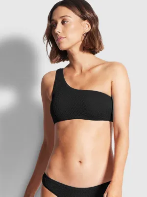 Sea Dive One Shoulder Bandeau In Black
