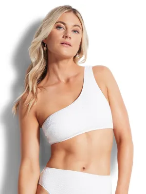 Sea Dive One Shoulder Bandeau in White