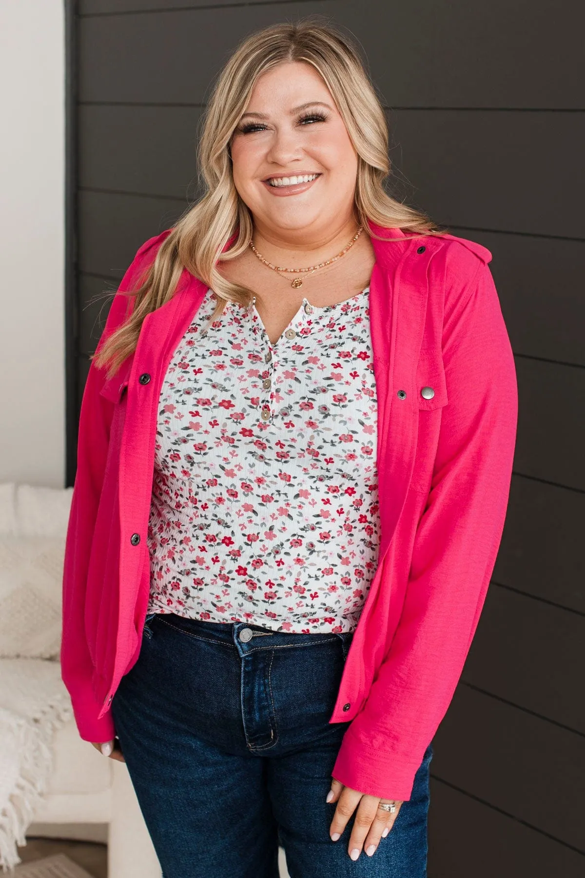 Seasonal Strolls Lightweight Jacket- Fuchsia