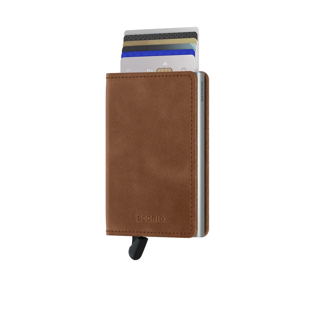 SECRID Slimwallet Leather - Vintage Cognac-Silver