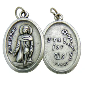 Set of Five Saint Peregrine Medal 3/4" Metal Catholic Saint Pendant Gift Made in Italy