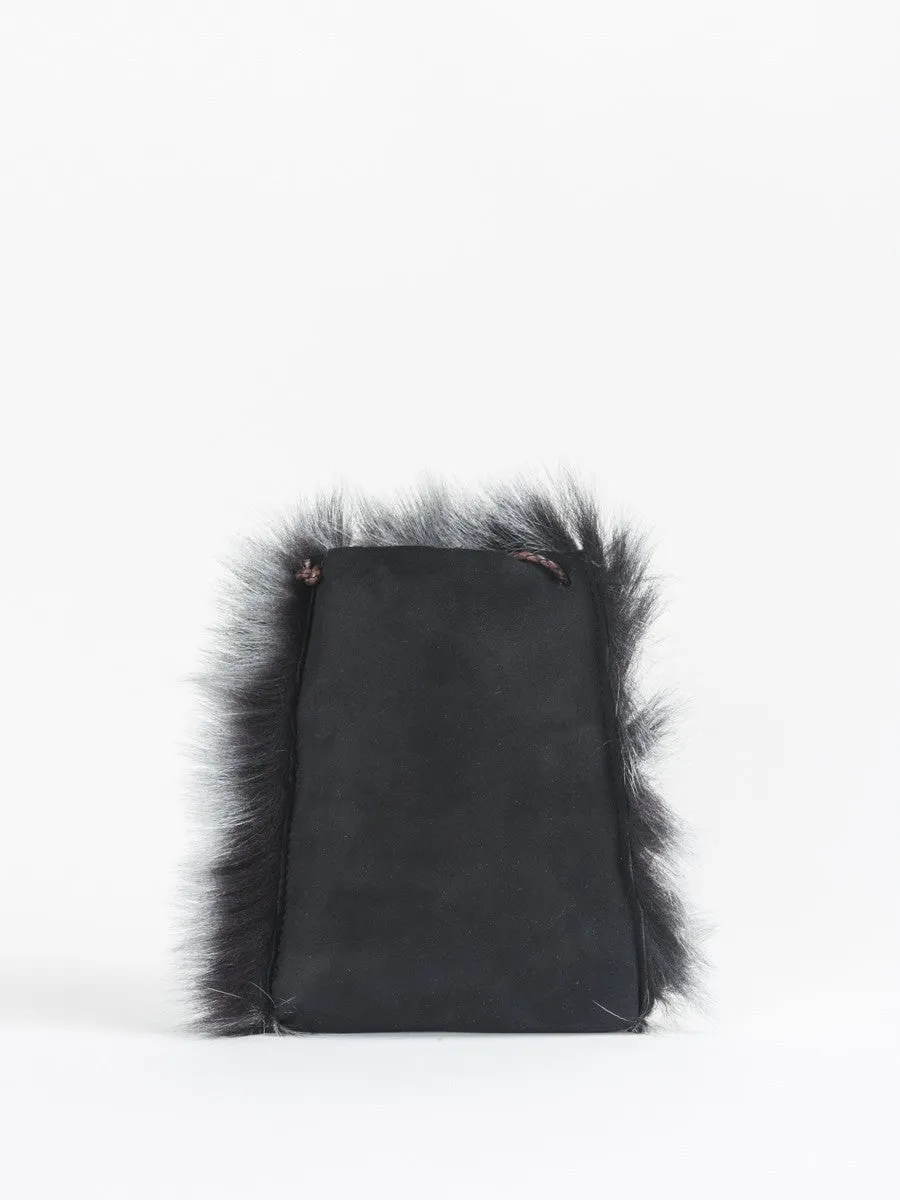 shearling cell pouch – grey
