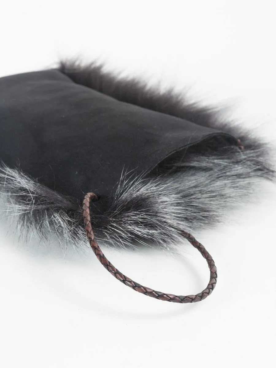 shearling cell pouch – grey