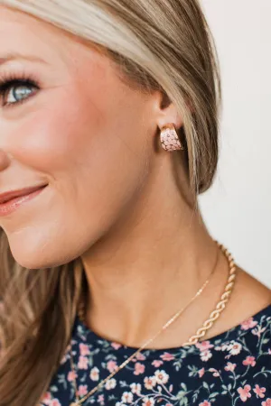 Steal The Show C-Hoop Earrings- Pink