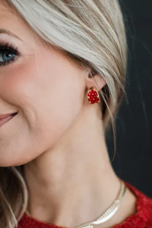 Steal The Show C-Hoop Earrings- Red