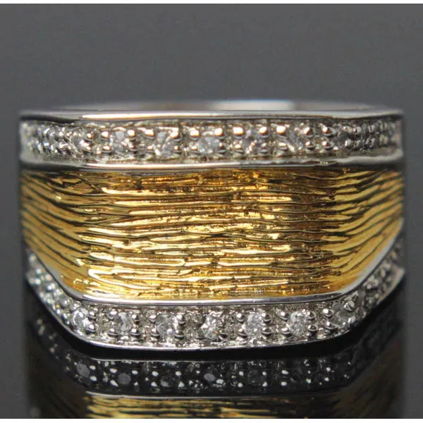 Sterling Silver Diamond CZ Gold Plated Ring Size 9