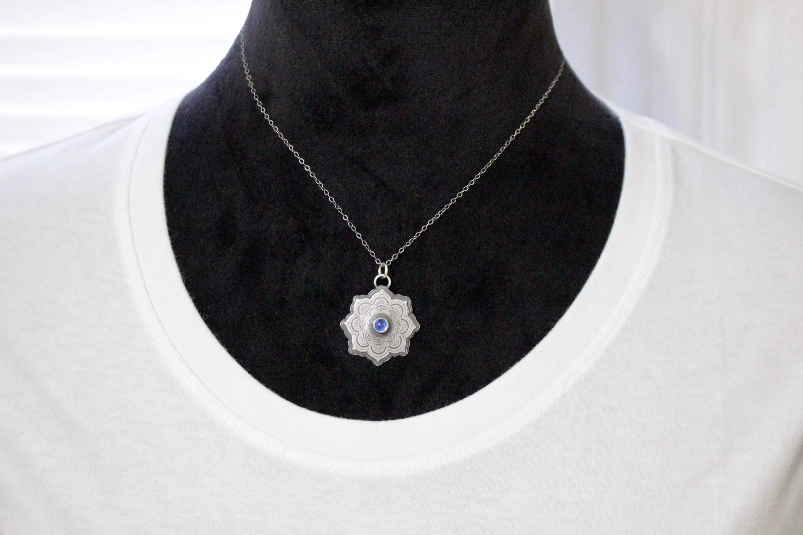 Sterling silver mandala necklace