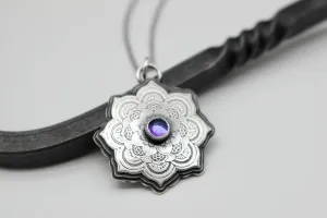 Sterling silver mandala necklace