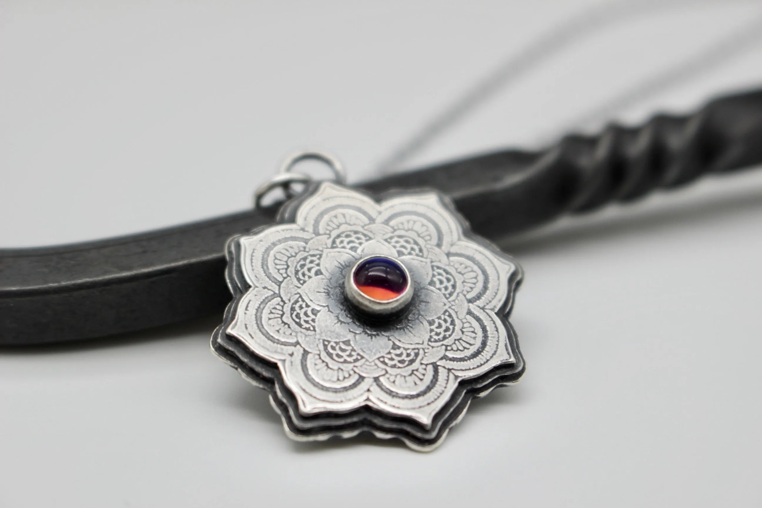 Sterling silver mandala necklace