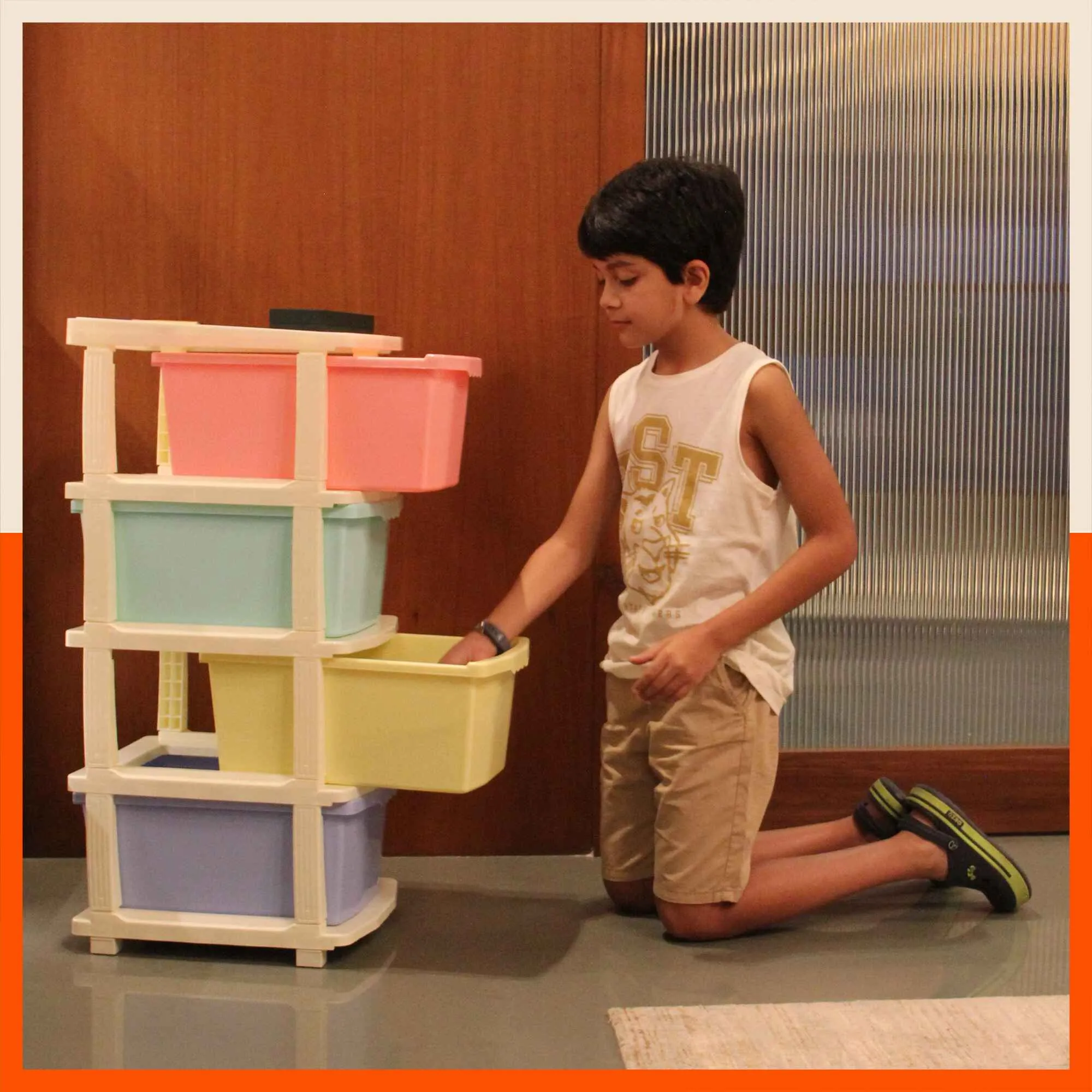 Stomo 6 Multi-Purpose Storage Organizer for Home and Office (Multi Colour - Pastel)