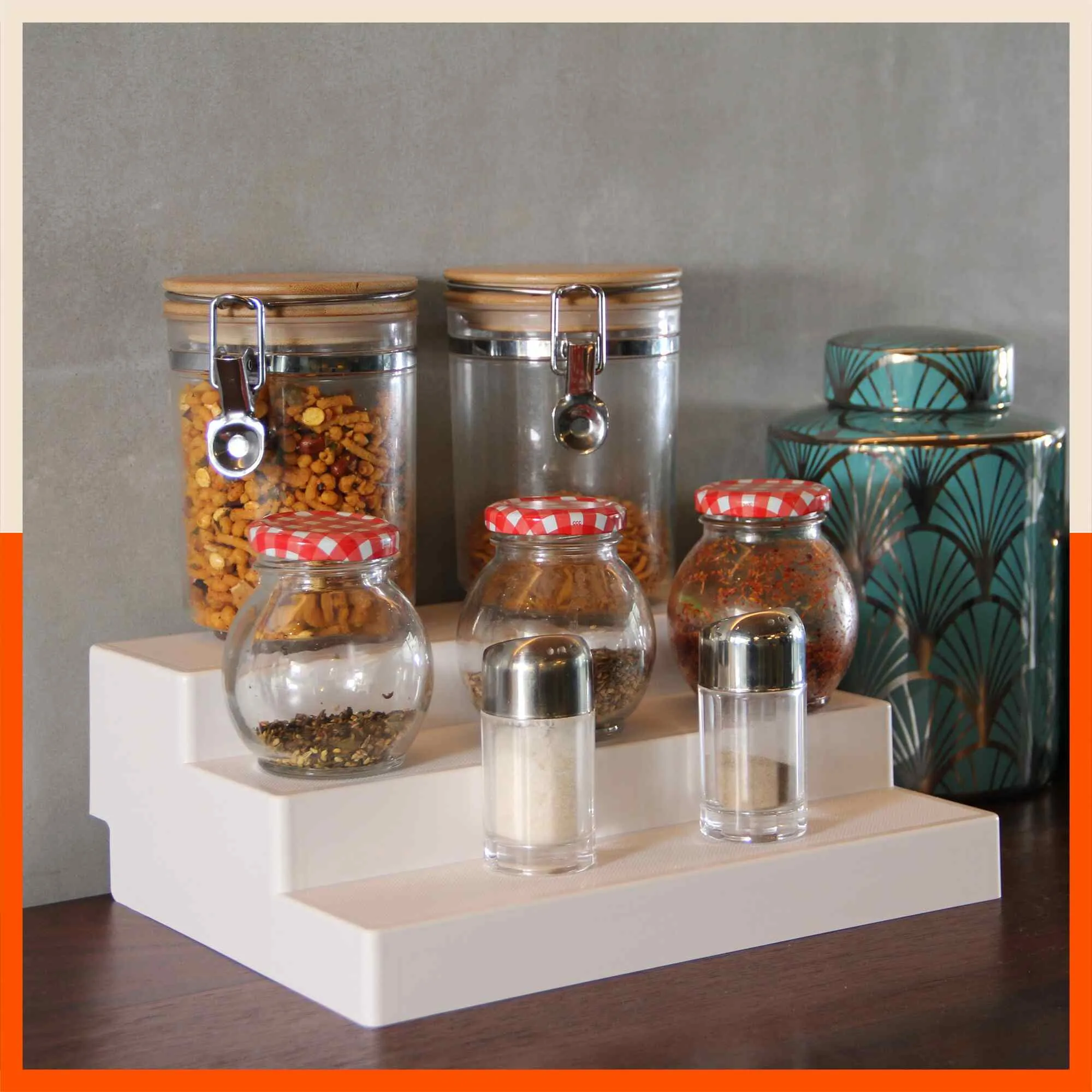 Stomo Taro Multipurpose Shelf Organizer for Home | Pearl White & Baby Blue