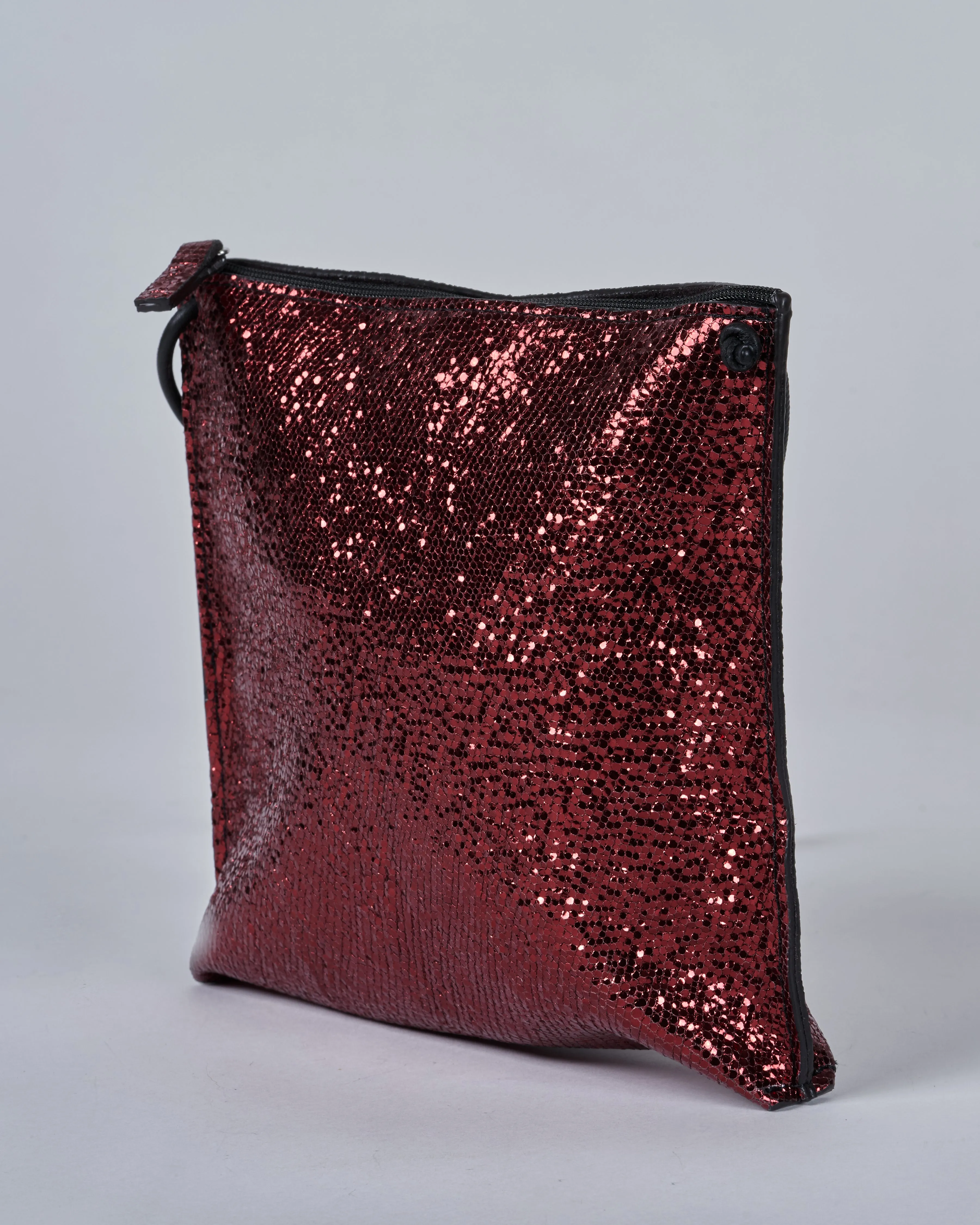 strappy pouch - ruby sheepskin