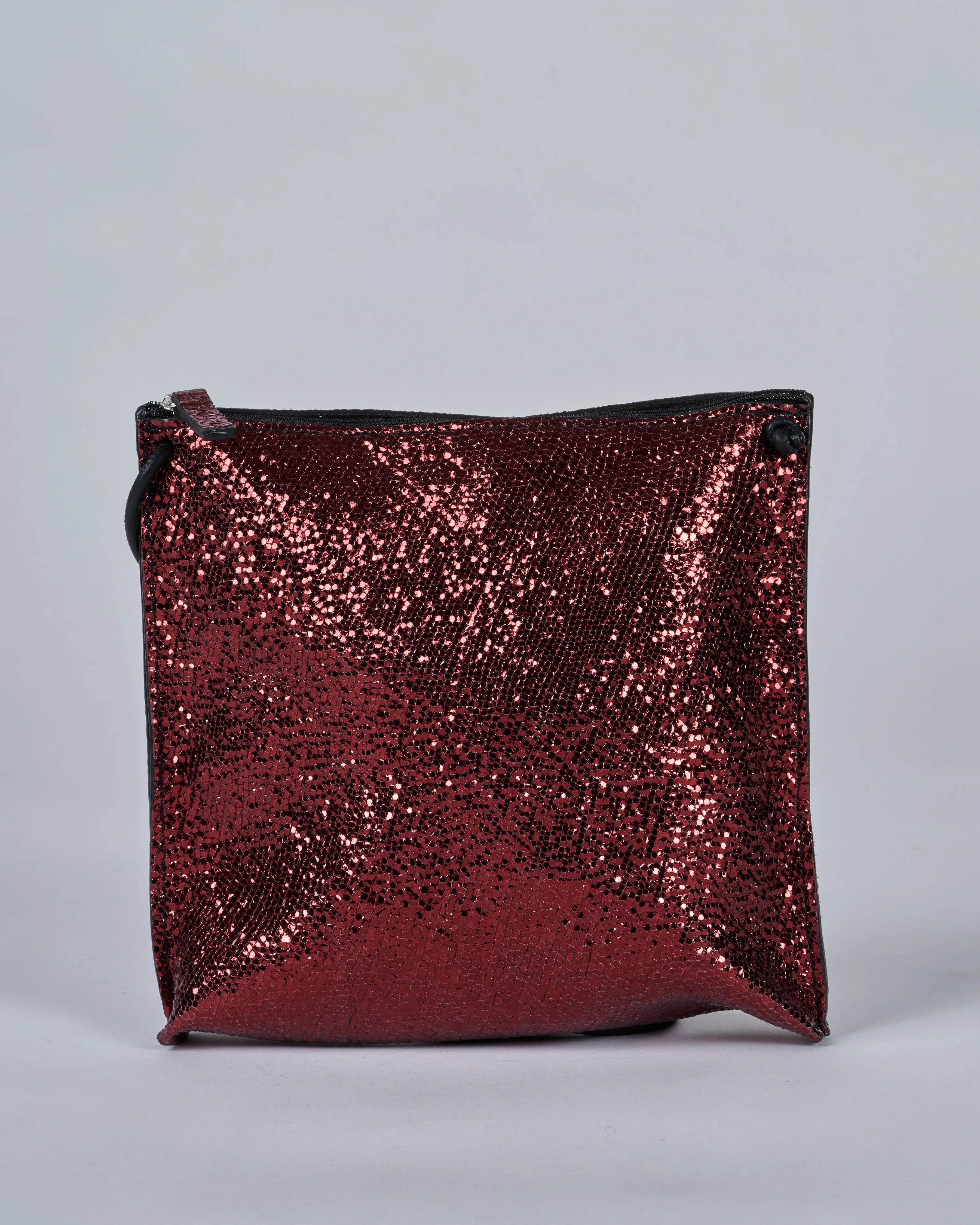 strappy pouch - ruby sheepskin