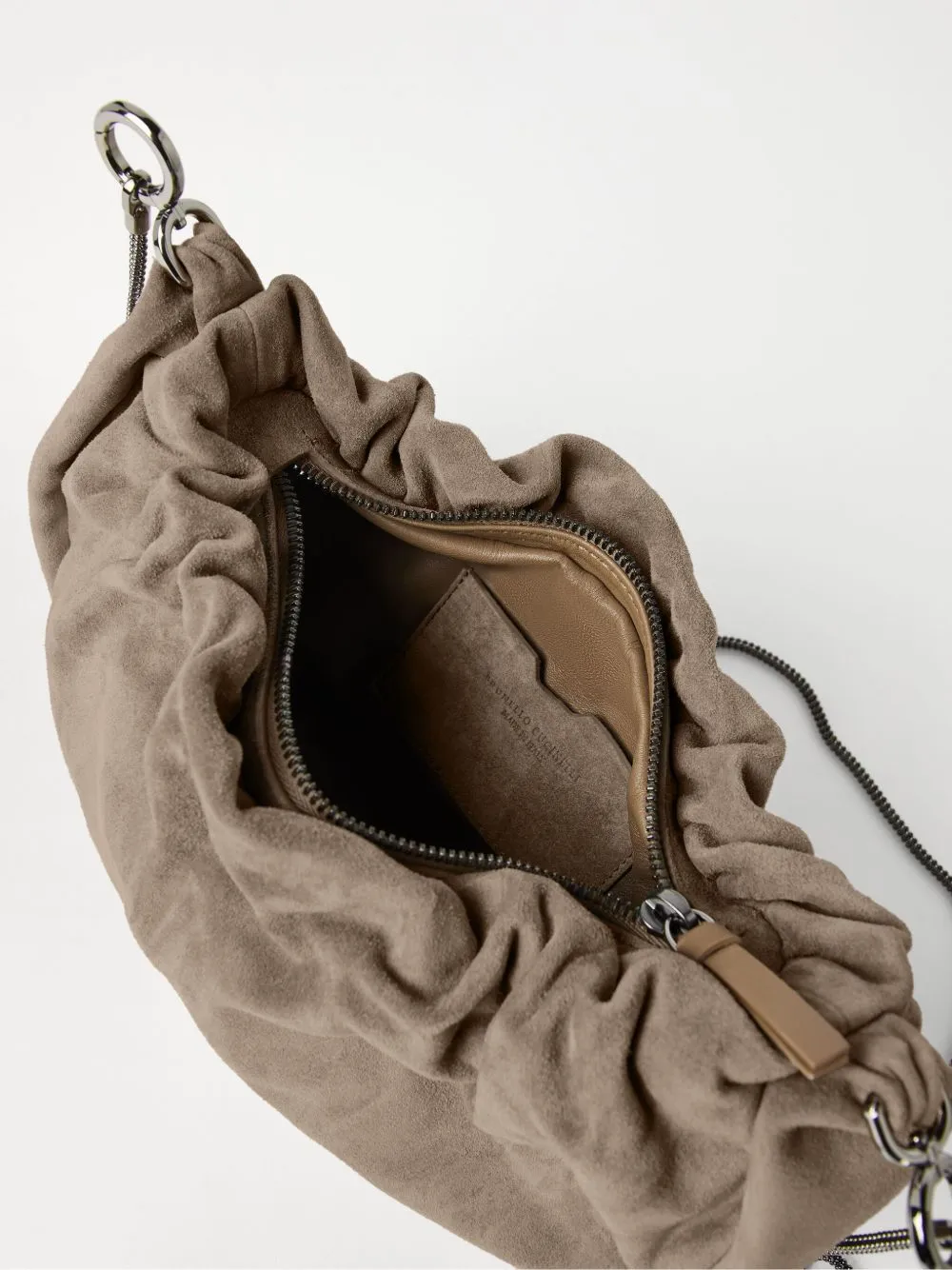 Suede hobo brioche handbag